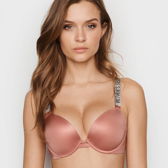 Women's Satin Push-Up Bra in Rose Gold - Picture 1 of 6